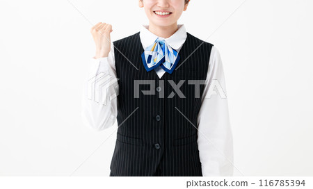 A woman in uniform doing a guts pose A woman in uniform doing a guts pose 116785394