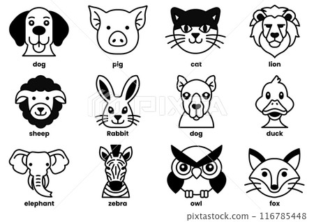 Set of various animal icons in line style Set of various animal icons in line style 116785448
