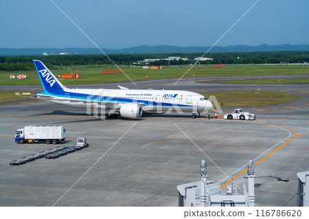Airplane airport runway 116786620