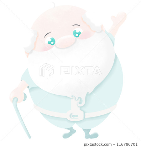 Grandfather stood waving his hand and holding a cane 116786701