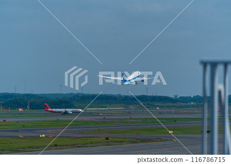 Airplane airport runway Airplane airport runway 116786715