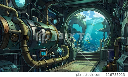 Game Background: Steampunk flying boat boiler room Game Background: Steampunk flying boat boiler room 116787013