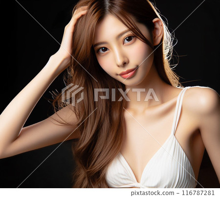 Beautiful woman in white swimsuit 116787281