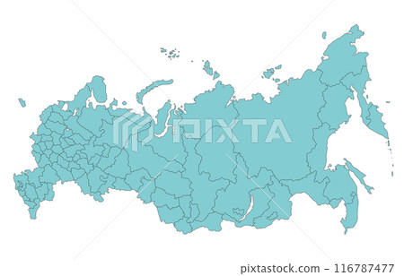 Map of the Russian Federation, with borders of oblasts, republics, regions, autonomous districts and federal cities 116787477
