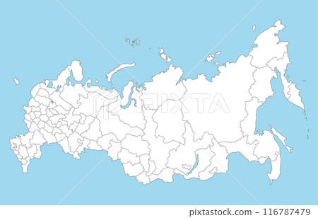 Map of the Russian Federation, with borders of oblasts, republics, regions, autonomous districts and federal cities 116787479