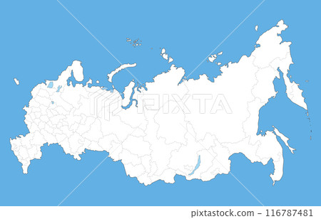 Map of the Russian Federation, with borders of oblasts, republics, regions, autonomous districts and federal cities 116787481
