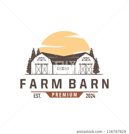 Barn logo agriculture building template farmer farm vintage design simple retro style illustration Barn logo agriculture building template farmer farm vintage design simple retro style illustration 116787829