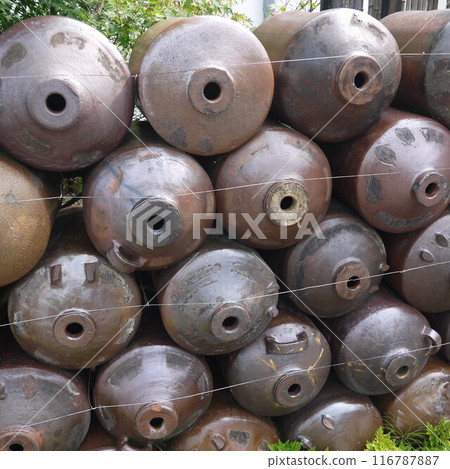 A large ceramic bottle used to make shochu A large ceramic bottle used to make shochu 116787887