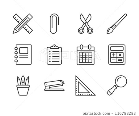 Stationery Line Icons 116788288