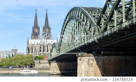 Cologne Cathedral and Hohenzollern Bridge, Germany 116788523