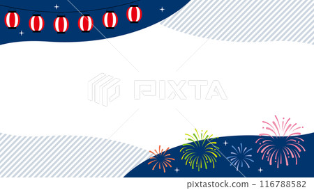 Summer festival frame: lanterns and fireworks 116788582