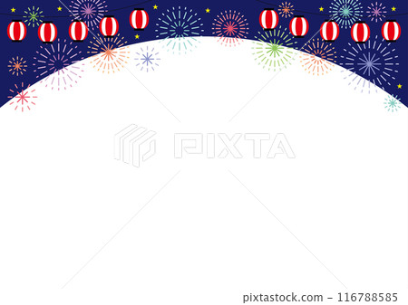 夏季節日框架燈籠和煙火 116788585