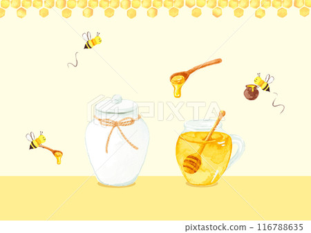 蜂蜜水彩集向量圖 116788635