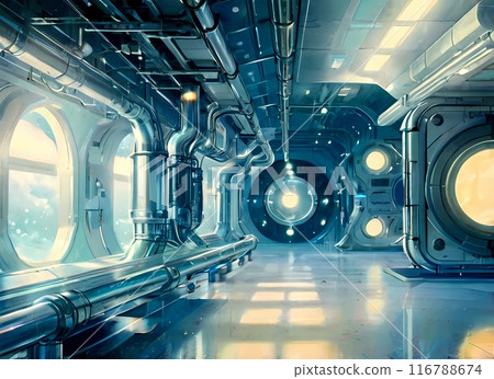Game background: Illustration-style factory interior Game background: Illustration-style factory interior 116788674