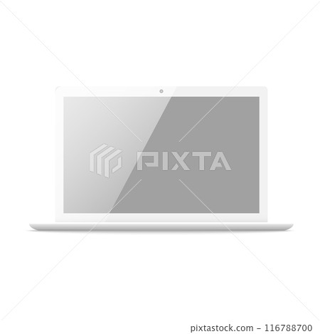 Minimalistic laptop with blank screen, ideal for mockups or presentations. Vector 116788700