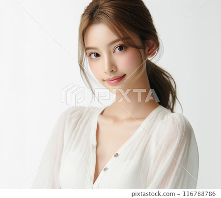 Beautiful woman in white blouse Beautiful woman in white blouse 116788786