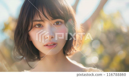 年輕可愛的日本女模特兒肖像，皮膚漂亮 116788860