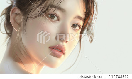 年輕漂亮的日本女模特兒的美容肖像,皮膚漂亮 年輕漂亮的日本女模特兒的美容肖像,皮膚漂亮 116788862