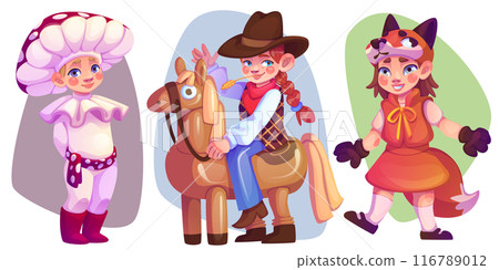Carnival kid costume. Cowboy child boy character Carnival kid costume. Cowboy child boy character 116789012