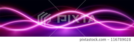 Pink neon light wave line abstract background Pink neon light wave line abstract background 116789028