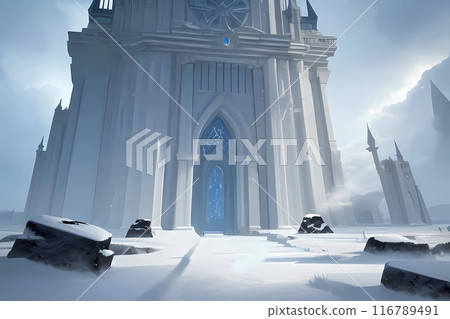 遊戲背景:冰雪奇幻國度的城堡廢墟 遊戲背景:冰雪奇幻國度的城堡廢墟 116789491