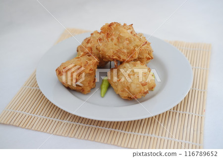 Bakwan sayur or bala-bala or ote-ote is vegetebles fritter from Indonesia 116789652