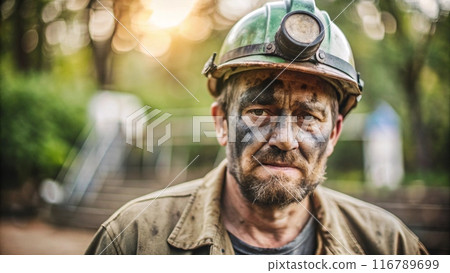 A tired dirty worker, miner A tired dirty worker, miner 116789699