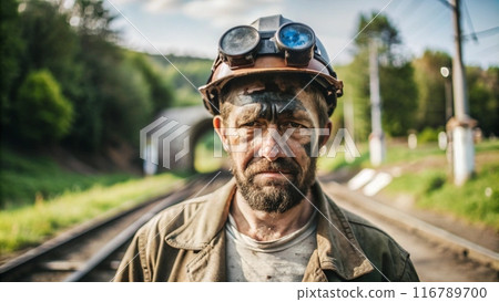 A tired dirty worker, miner A tired dirty worker, miner 116789700