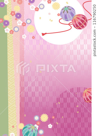 Japanese pattern background illustration of Temari and flowers Japanese pattern background illustration of Temari and flowers 116790250
