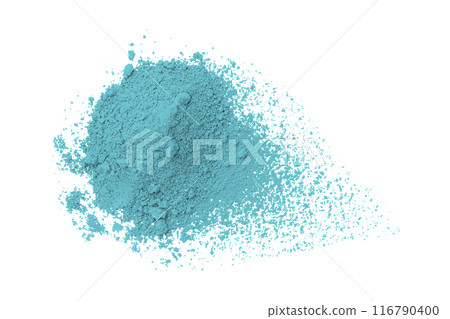 Light blue powder isolated on white background. Light blue powder isolated on white background. 116790400