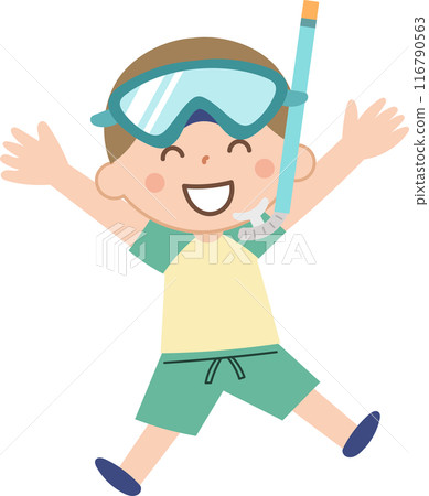 Boy with a snorkel 116790563