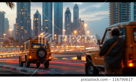 Road Trip Adventure, cool car in Urban Setting Road Trip Adventure, cool car in Urban Setting 116790617