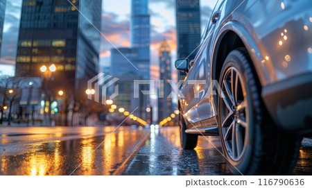 Luxury SUV in Urban Setting, dynamic shot Luxury SUV in Urban Setting, dynamic shot 116790636