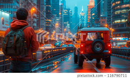 Road Trip Adventure, cool car in Urban Setting Road Trip Adventure, cool car in Urban Setting 116790711
