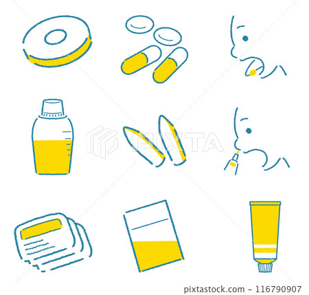 Dosage form illustration set Various types of medicine 116790907