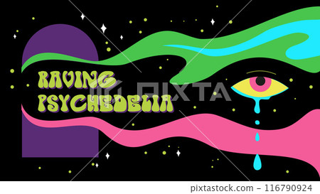 psychedelic art banner horizontal 116790924