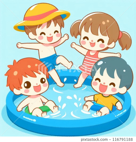 孩子們在游泳池玩耍 116791188