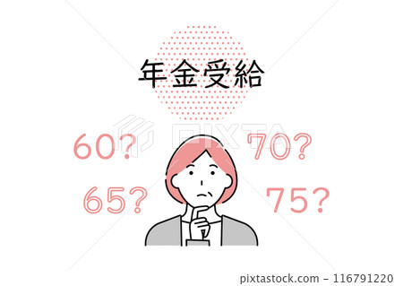 一名婦女考慮領取退休金年齡的插圖 116791220