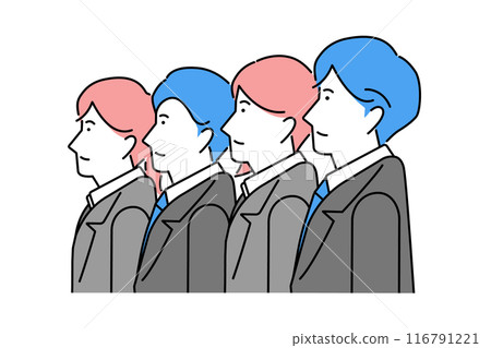 Illustration of a business team facing sideways 116791221