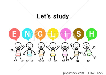 Illustration of children and kids characters and English education 116791222