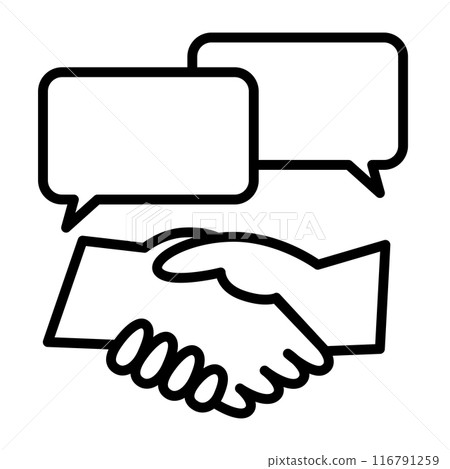 握手和語音氣泡圖示。 握手和語音氣泡圖示。 116791259