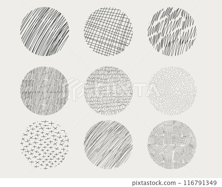 Textures set, collection hand drawn abstract monochrome brush marks. Doodle shapes spots, drops, curves and lines. Contemporary modern trendy Textures set, collection hand drawn abstract monochrome brush marks. Doodle shapes spots, drops, curves and lines. Contemporary modern trendy 116791349