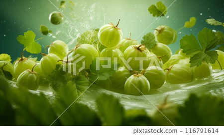 Lots of fresh gooseberries. ai generated art image 116791614