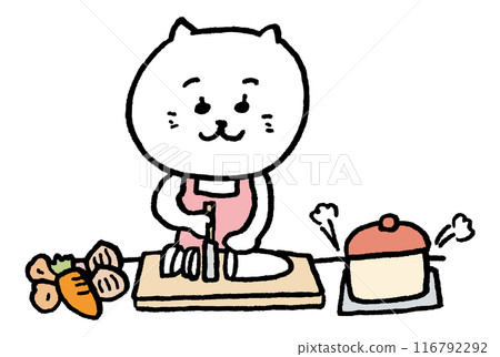 Cute female cat character's daily life illustration Cute female cat character's daily life illustration 116792292