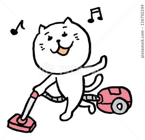 可愛母貓角色的日常生活插畫 可愛母貓角色的日常生活插畫 116792294