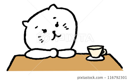 可愛母貓角色的日常生活插畫 116792301