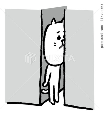 可愛母貓角色的日常生活插畫 116792363