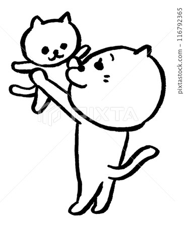 可愛母貓角色的日常生活插畫 116792365