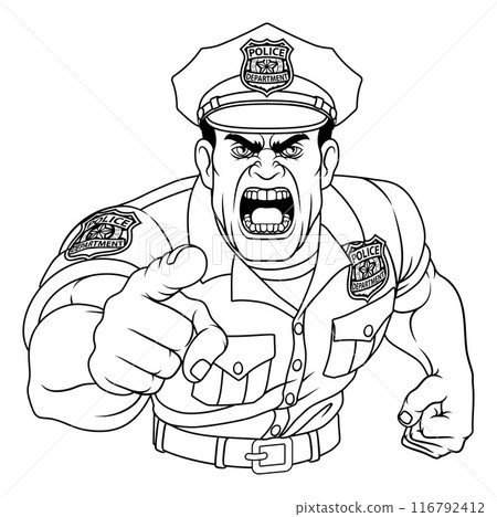 Policeman Angry Police Man Cartoon Character Cop 116792412