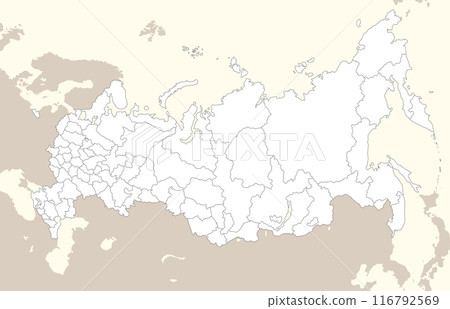 Blank map of the Russian Federation with borders of oblasts, republics, regions, autonomous districts and federal cities Blank map of the Russian Federation with borders of oblasts, republics, regions, autonomous districts and federal cities 116792569